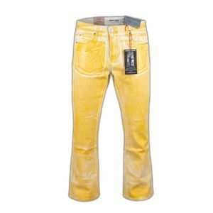 Armor Jeans Stacked Yellow Wax Coated Denim 34x36 NWT Manhattan NYC Streetwear